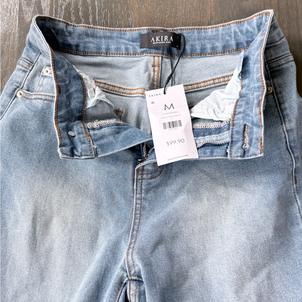 (NEW)Trendy Light Blue Ruffle Hem Women’s Jeans - Picture 8 of 10